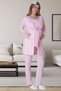 Mecit 6062 Pink Dressing Gown Nightgown Pajamas Maternity Set - 3