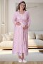 Mecit 6060 Pink Lace Nightgown Pajamas Maternity Set with Dressing Gown - 3