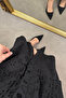 Black Short Sleeve Lined Belted Pocket Scallop Shirt Dress - 3