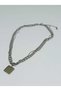 Grade Quality 316L Surgical Steel Women's Short Necklace, Square Imprint Double Chain Model No 47 - 2