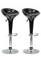 Set Of 2 Glossy Adjustable Height Round Swivel Scoop Bar Chairs Low Back Black