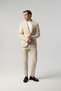 Comfortable Fit Trousers Lace-Up Beige Striped Seersucker Sports Set