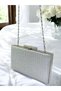 Silver Gray Lamé Non-Shedding Glittery Evening Dress Clutch 2026 Fashion Bag Stone Detailed Stylish Women's Night Wedding Engagement - 5