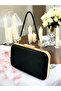 Black Color Satin Stone Handle Women's Evening Dress Bag Wedding Engagement Graduation