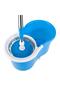 Easy-to-spin wheeled mop and bucket with 360-degree rotating stainless steel bucket for cleaning home floors, blue - 4