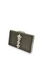 Anthracite Gray Platinum Color Scratch-Free Satin Silver Stone Evening Dress Bag - 2