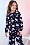 İsob Black Kuromi Patterned 100% Cotton Girls' Pajama Set 3-13 Years 41204-41403-S - 2