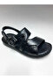 Genuine Leather Orthopedic Buckle Black Men's Sandals - 2