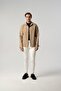 Laser Cut Seamless Bag Pocket Seasonal Thin Beige Coat 4150-05
