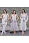 Lohussa Women's Gray Design Summer Cotton Maternity Maternity Dressing Gown, Pajama Set, Nightgown Set of 4