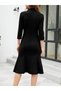 Women's Fakir Sleeve V-Neck Midi Imported Crepe Dress - 3