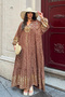 100% Viscose Bohemian Alaçatı Dress V-Neck Ethnic Patterned Viscose Dress Suitable for Modest Wear