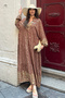 100% Viscose Bohemian Alaçatı Dress V-Neck Ethnic Patterned Viscose Dress Suitable for Modest Wear - 5