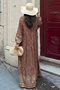 100% Viscose Bohemian Alaçatı Dress V-Neck Ethnic Patterned Viscose Dress Suitable for Modest Wear - 4