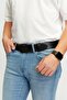2-Piece Black Brown Men's Genuine Leather Black Buckle Men's Jeans Belt 4.5 cm - 4