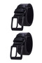 2-Piece Black Brown Men's Genuine Leather Black Buckle Men's Jeans Belt 4.5 cm