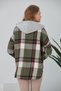 Women's Multicolor Khaki Lumberjack Oversize Hooded Jacket Shirt - 7
