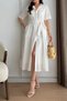 100% Cotton, Fisto, Short Sleeve, White Shirt Dress 1021