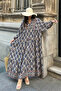 100% Viscose Bohemian Alaçatı Dress V-Neck Ethnic Patterned Viscose Dress Suitable for Modest Wear - 2