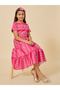 All-Over Print Round Neck Ruffled Hem Dress