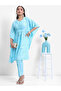Women Blue Printed Kaftan Set with Trousers