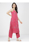 Women Pink Printed Kurta with Palazzos - 5