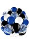 60 Piece Confetti and Metallic Balloon Set in Black, Blue, White Colors