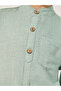 Plain Mandarin Collared Shirt with Pocket - 3