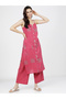 Women Pink Printed Kurta with Palazzos