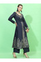 Women Navy Blue Embroidered Kurta with Palazzos - 5