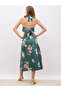 All-Over Print Halter Neck A-Line Midi Dress - 5