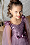Girl's Detailed Embroidered Evening Dress - Plum - 4