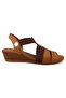 2735 Genuine Leather Daily Women's Sandals-Tan - 2