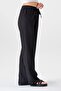 Crinkle Elastic Waist Pocket Comfortable Women's Trousers - Black - 4