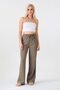 Crinkle Elastic Waist Pocket Comfortable Women's Trousers - Khaki