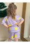 Girl's Summer Patterned and Printed T-Shirt and Shorts Set with Elastic Waist and Pockets (2-3-4-5-6-7-8 Years) - 3