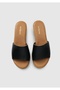 Women's Slippers - Black Leather - 5