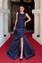 Satin Fabric Flywheel Detailed Fish Dress - Dark Blue