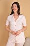 Bamboo Love Patterned Shirt Collar Buttoned Organic Pajama Set - 4