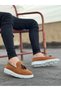 Tugerdi Laceless High Sole Tan Classic Tasseled Suede Style Men's Shoes TGE230155 - 2