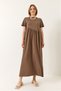Women's Coffee Drawstring Long Knitted Dress 440 60283177 - 4