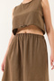 Women's Coffee Linen Tie-Waist Blouse Pocket Detailed Skirt Bottom-Top Set 9292 60281023 - 7