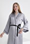 Piping Bat Sleeve Maternity and Maternity Satin Dressing Gown - 5