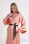 Piping Bat Sleeve Maternity and Maternity Satin Dressing Gown - 4