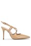 Women's Genuine Leather Beige Patent Leather Heeled Shoes