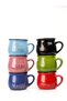 Set of 6 Enamel Look Porcelain Mugs with Good Morning Gold Writing 150 ml - 5