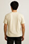 100% Cotton Oversize Fit Crew Neck Beige Men's T-Shirt - Alpha - 2
