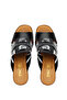 Women's Genuine Leather Black Heeled Slippers - 5
