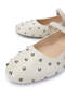 Women's Genuine Leather Beige Ballerina Shoes - 4