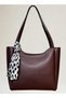 Women's Scarf, Zipper and Snap Closure, Burgundy, Large Size University School Shopper Hand and Shoulder Bag